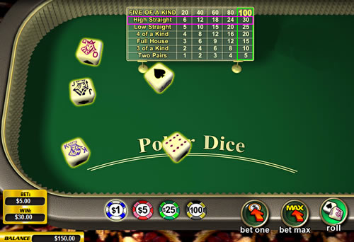 Online poker dice