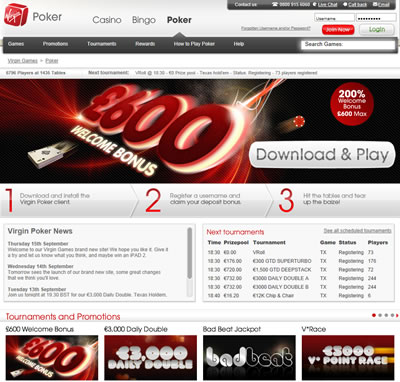 Play Virgin online poker games today!