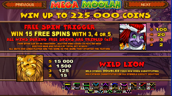 Mega Moolah  Online Slot Bonus
