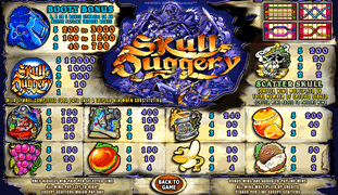 Skull Duggery Online Slot Paytable